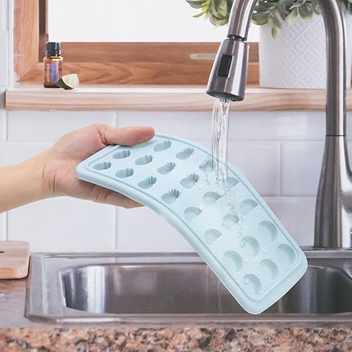 Miniatura 9 de Moldes de silicona en forma de fruta con gotero de líquido, bandejas de hielo de fácil liberación con tapa, 24 cavidades para cubitos de hielo,