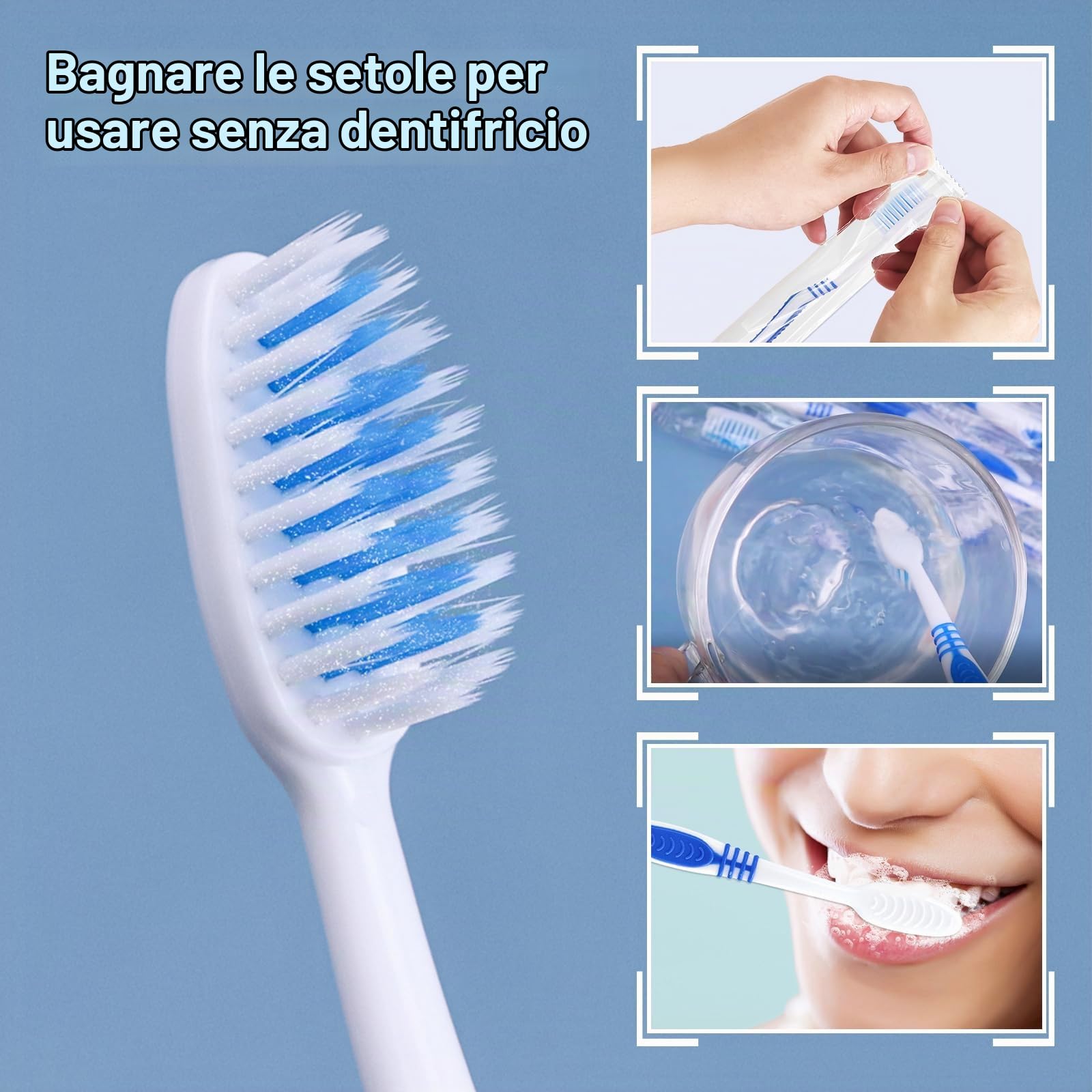 Spazzolini monouso, 200 Bulk confezionato individualmente, setole morbide con dentifricio, adatto per hotel, casa, campeggio, viaggio