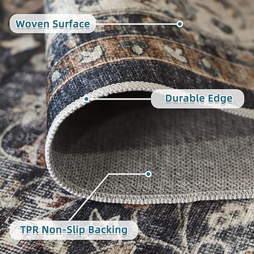 Miniatura 4 de Dripex Alfombras de área de 8 x 10, alfombras bohemias antideslizantes y desgastadas, lavables a máquina, alfombra de área grande para dormitorio,