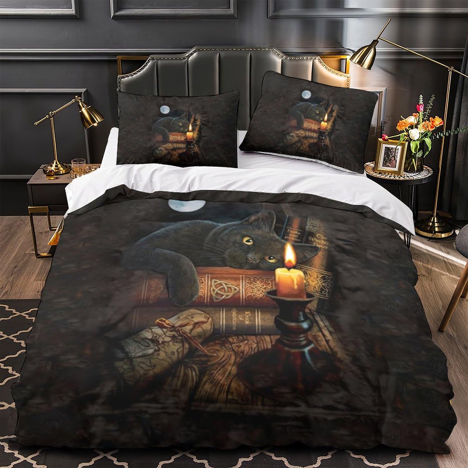 Housse de couette chat 3D zippée en tissu microfibre doux facile à laver et repasser