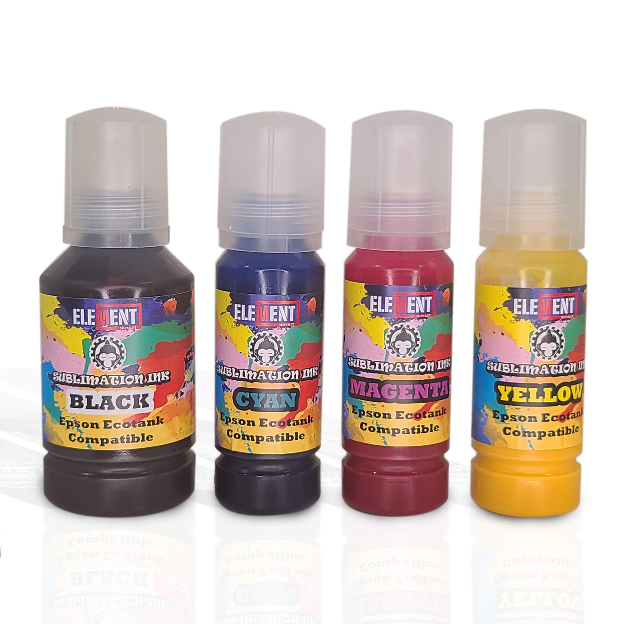 Element Monkey Sublimation Ink kit, Compatible with Epson Eco Tank Printers.