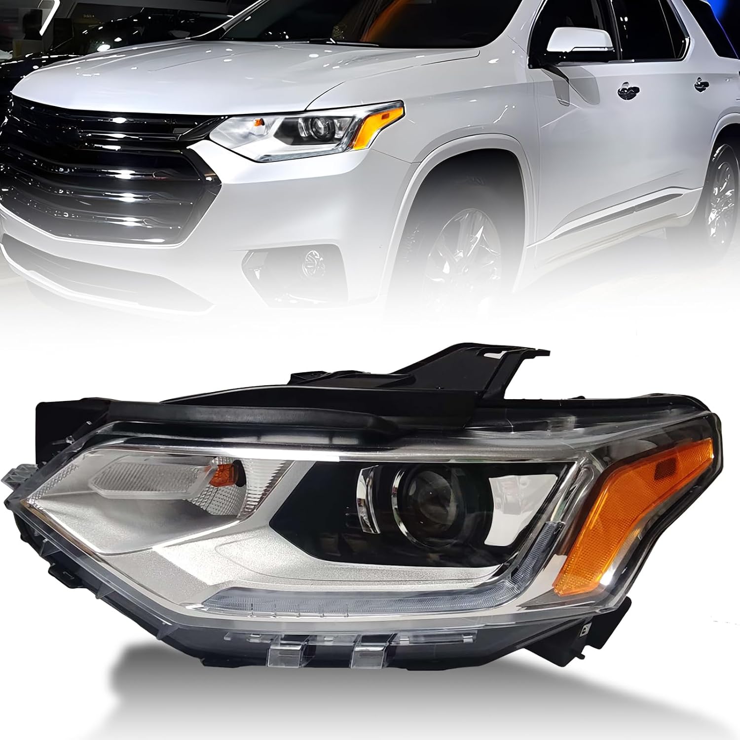 HID/Xenon Headlight Assembly Compatible With Chevrolet Traverse 2018 2019 2020 2021 Replacement Headlamp with LED DRL Front Lights Driver Left Side
