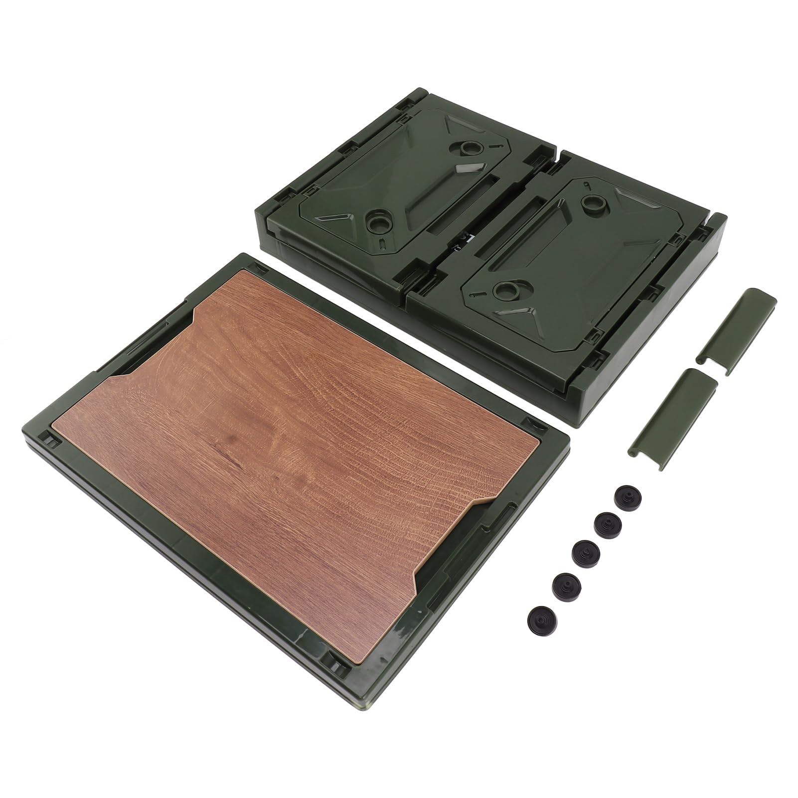 Fockety Cubos de almacenaje Plegables con Tapa de Madera, Caja de almacenaje Plegable de plástico para Camping, organizadores de Armario apilables para Camping, Dormitorio, Oficina (Green)