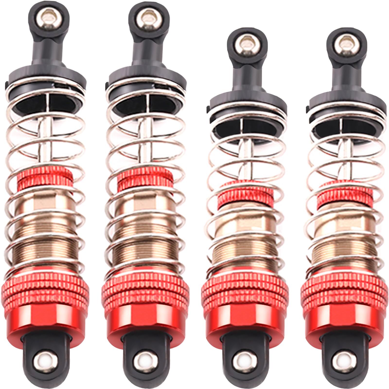 Oil-Fill Shock Absorbers for 1/14 1/16 1/12 RC Cars, 75mm & 81mm Hydraulic Suspension Kit, DIY Refillable Dampers with Alloy Body, Compatible for MJX, HSP, WLtoys, SCY, FMS, Traxxas (Oil Not Included)