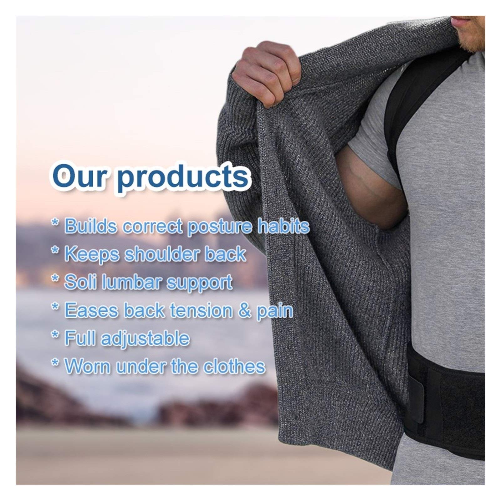 Correttore posturale Magnetico Regolabile per Uomo e Donna, Corsetto per la Schiena, Cintura per la Schiena, Supporto Lombare, correttore Dritto S-4XL