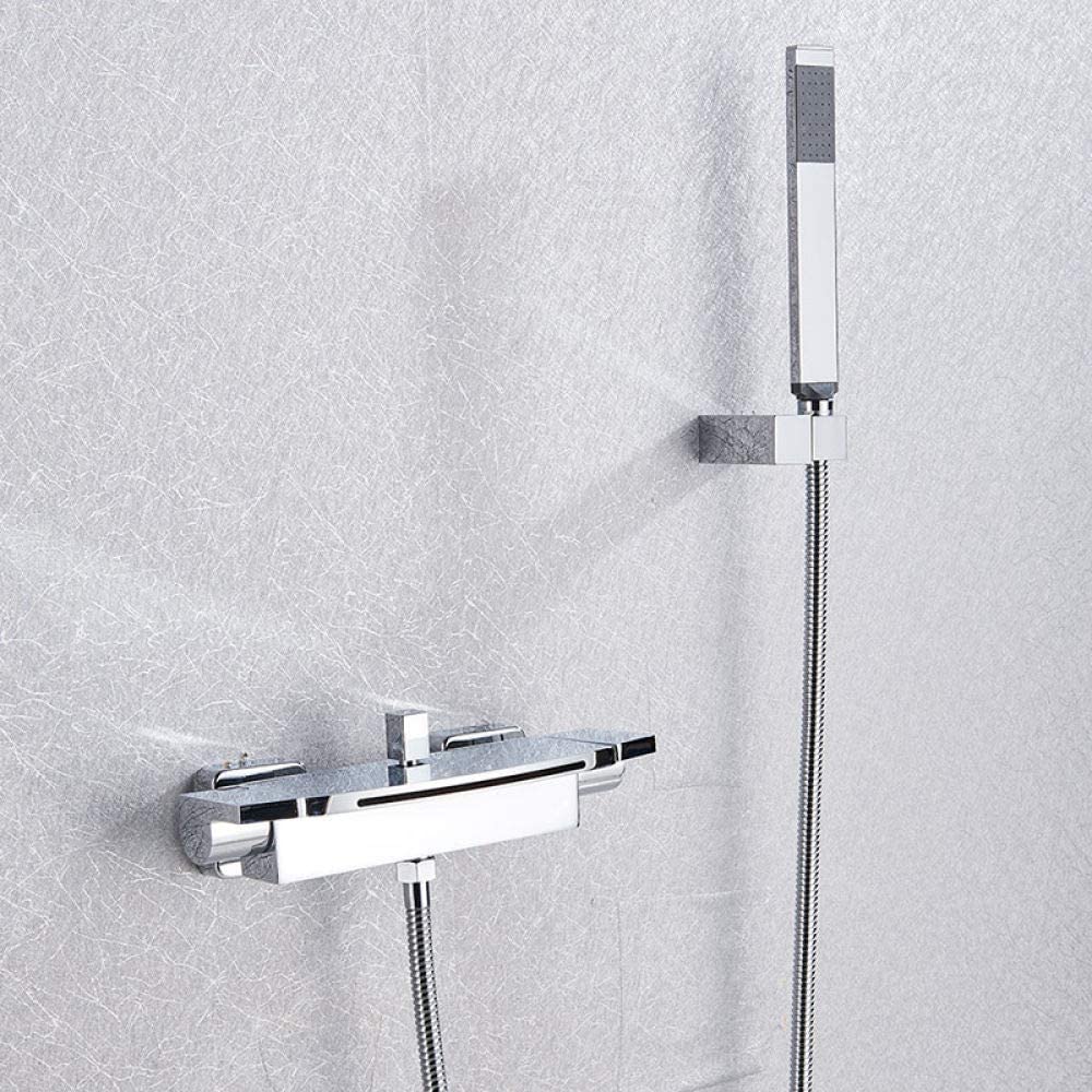 WIQUYBML Kitchen Taps Faucet， Bathroom Tub Faucet, Single Handle Waterfall Spout Mixer Tap, with Hand Shower Wall Mounted Bath Bathtub Faucet Water Mixer，Black, Chrome