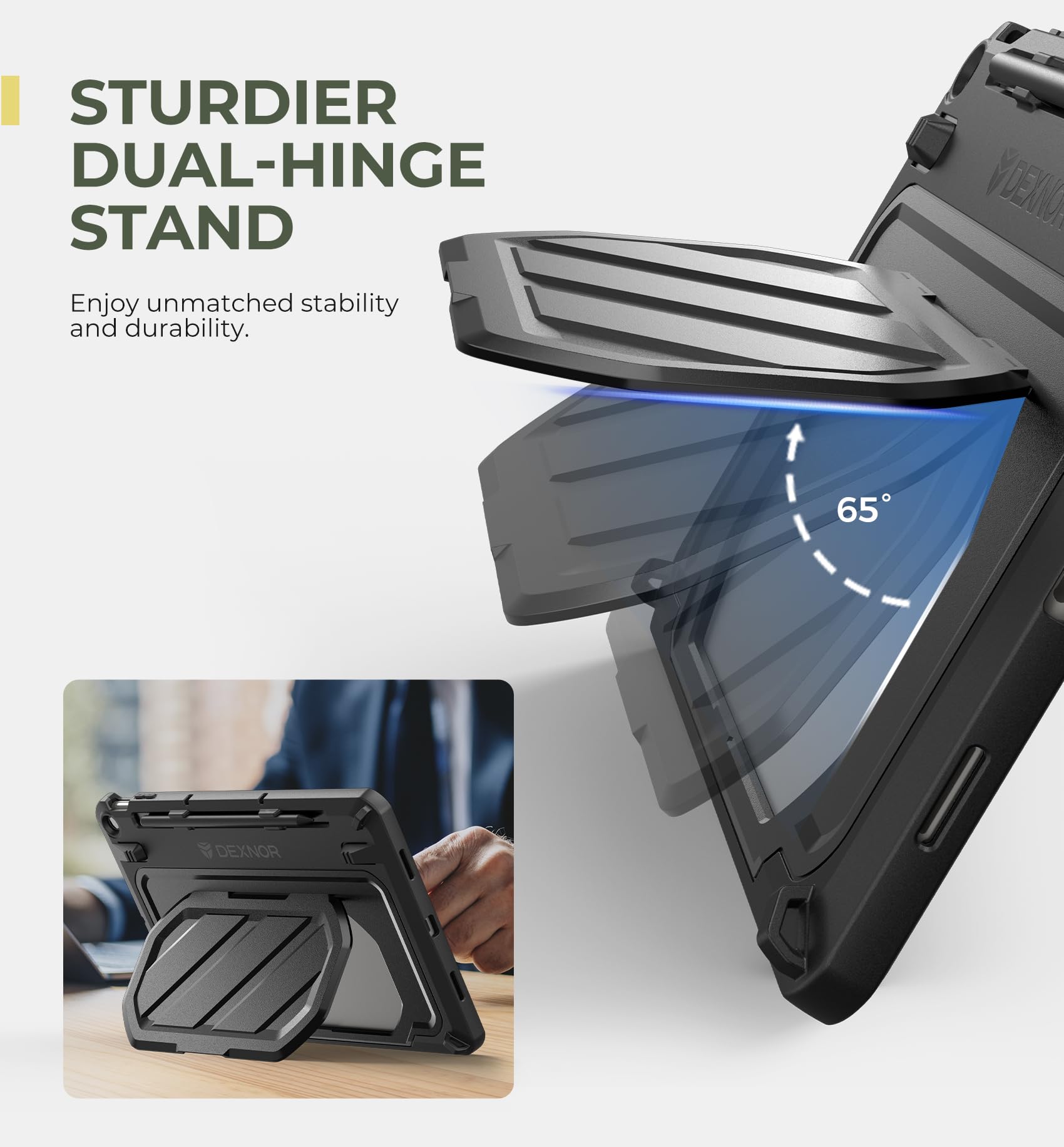 Dexnor Case for Google Pixel Tablet 11 Inch 2023 Release, [Built-in PET Screen Protector & Multi-Angle Kickstand] Heavy Duty Shockproof Full Body Cover, Compatible with Charging Speaker Dock - Black