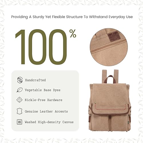 Miniatura 2 de TSD Brand - Mochila de lona ligera para viaje, mochila para laptop, senderismo, casual, mochila (caqui)