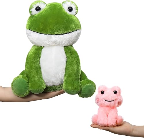 Miniatura 7 de Tezituor Peluche de rana grande con bebés en el interior, juguete de peluche de rana grande, rana de peluche gigante de 17.7 pulgadas, almohada de