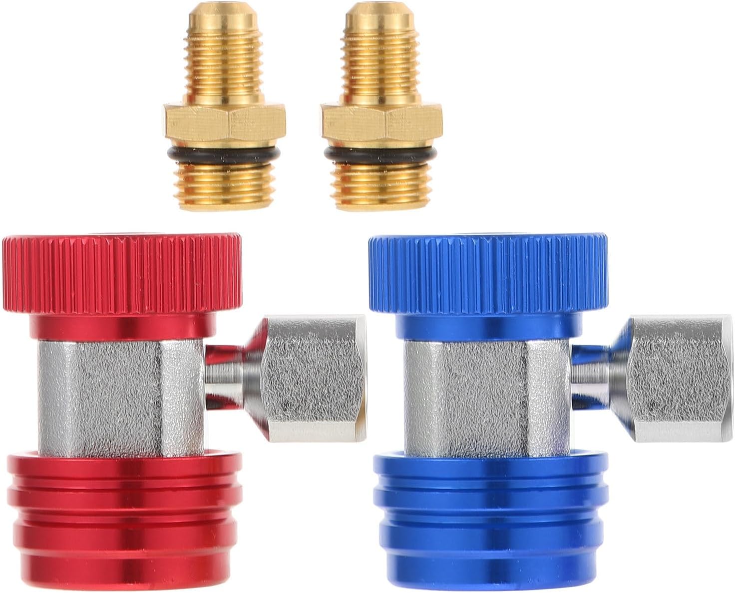 1 Pair Copper Quick Coupler Adapter for Car Air Conditioning System with Time Saving Quick Connector Design, Convenient Feature, and 4 to 1 Ratio for Efficient Ac Recharge