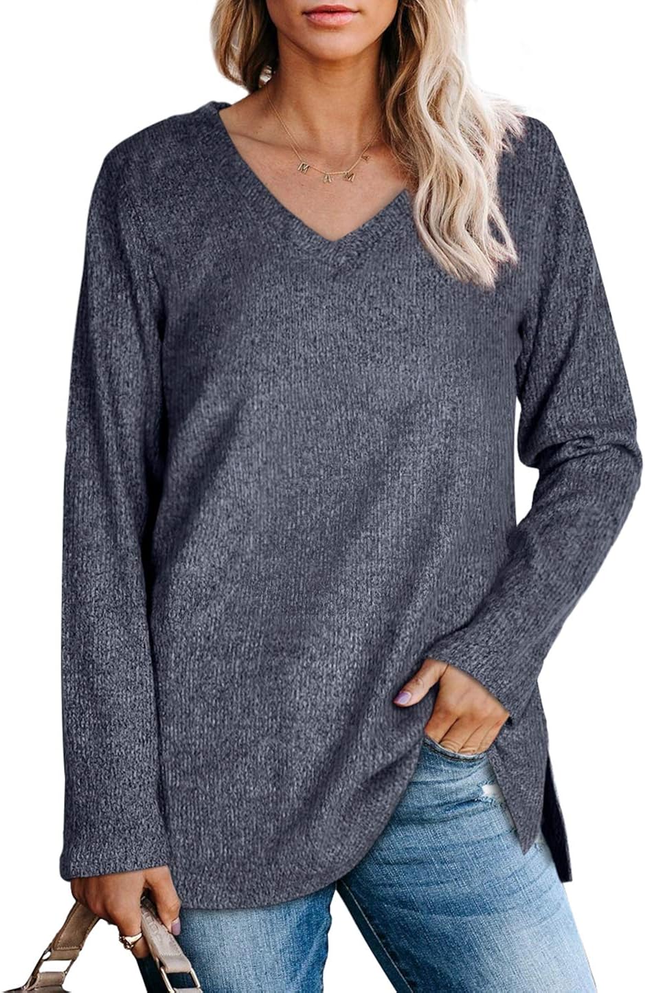 SAMPEEL Long Sleeve Shirts for Women Long Tunic Tops for Leggings Loose Fit