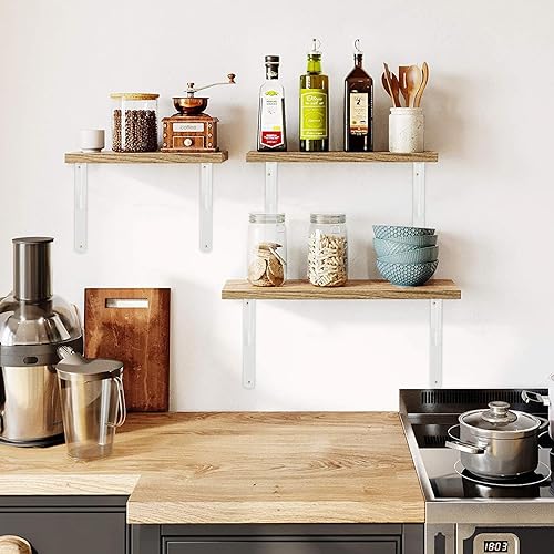 Vista 63 de Paquete de 4 soportes de estante resistentes de 8 pulgadas de largo x 6 pulgadas de alto con tornillos, soportes de estante de metal, soportes