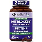 Carbamide Forte DHT Blocker with Biotin Tablets for Hair growth | Biotin Supplement with Bhringraj & Hyaluronic Acid | DHT Blocker Tablet supports Hair Growth, Scalp & Skin Health for Men & Women | 60 Tablets