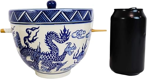 Miniatura 7 de Ebros - Tazón de cocina japonesa Tempura Udon y salsa de inmersión Tentsuyu, tazón grande de 6 pulgadas de profundidad con tapa divisora de