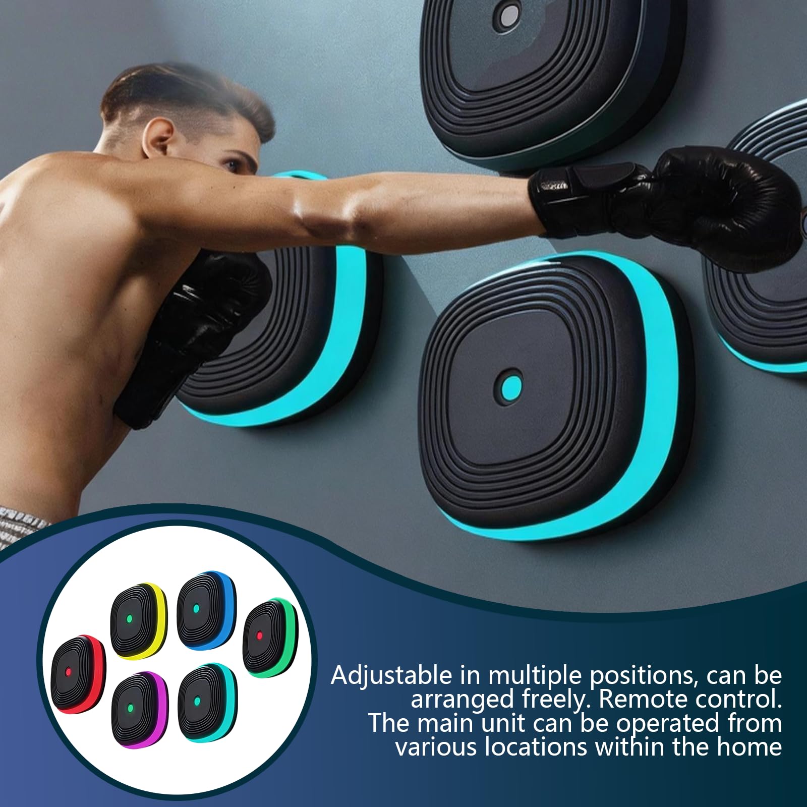 Reaktionstraining Lichter, Reaktionslichter Wandhalterung Music Boxing Machine mit 8 Lampen und 10 Modi Geschwindigkeit Agility Training Lichter für Zuhause Fitnessstudio Büro