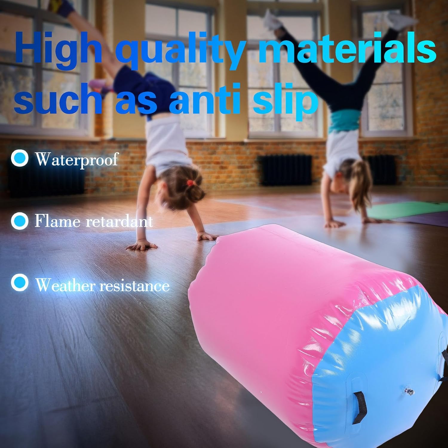 Gymnastics Roller, Inflatable PVC Mat for Safe Backbend Practice, Flexibility Training Mat, 28x35 Inch Home Gymnastics Equipment for Kids, Beginners, and Home Fitness Enthusiasts
