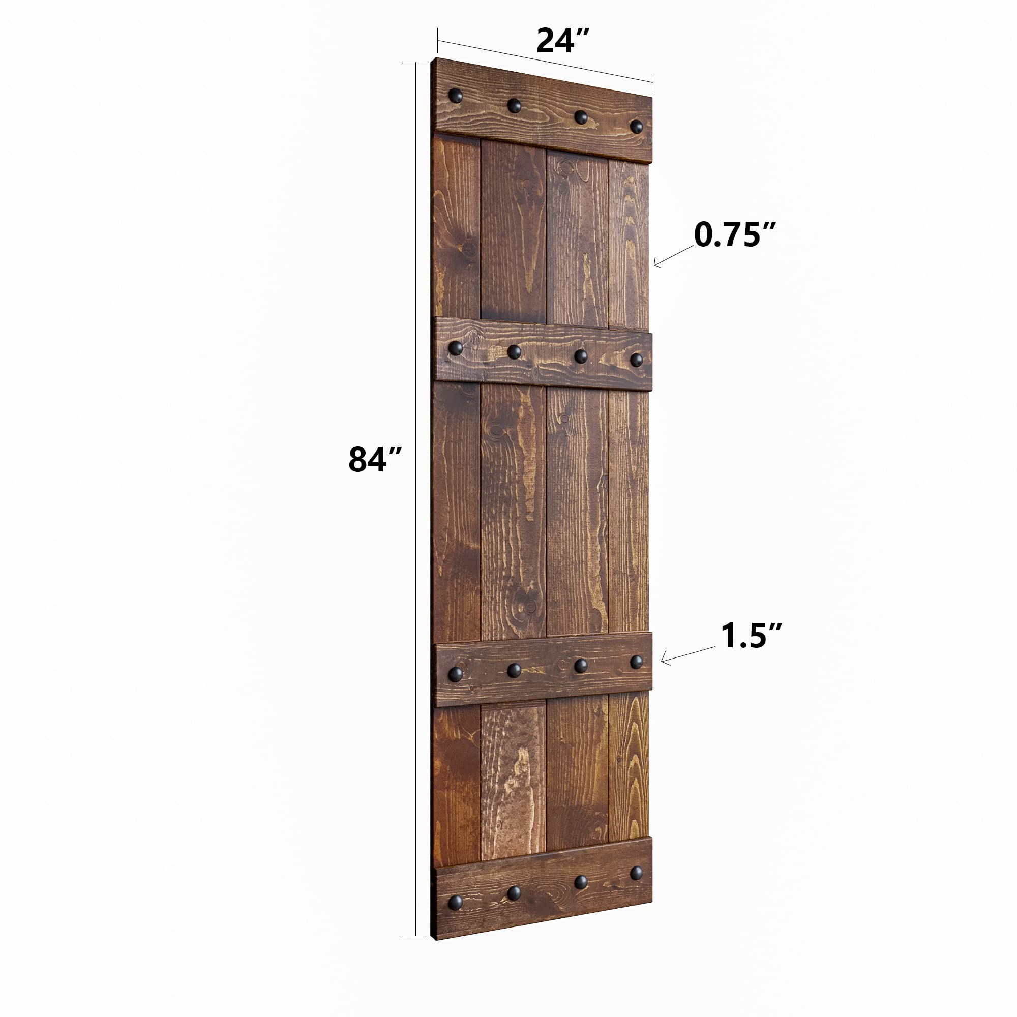 48 in x 84in. Castle-Series DIY Finished Knotty Pine Wood Double Sliding Barn Door with Hardware Kit (Dark Walnut)