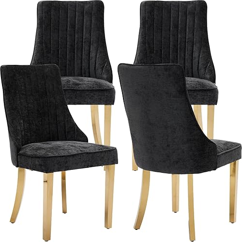 Miniatura 19 de Juego de 8 sillas de comedor modernas de mediados de siglo, sillas tapizadas de lino beige para cocina y comedor, sillas de cocina con patas de