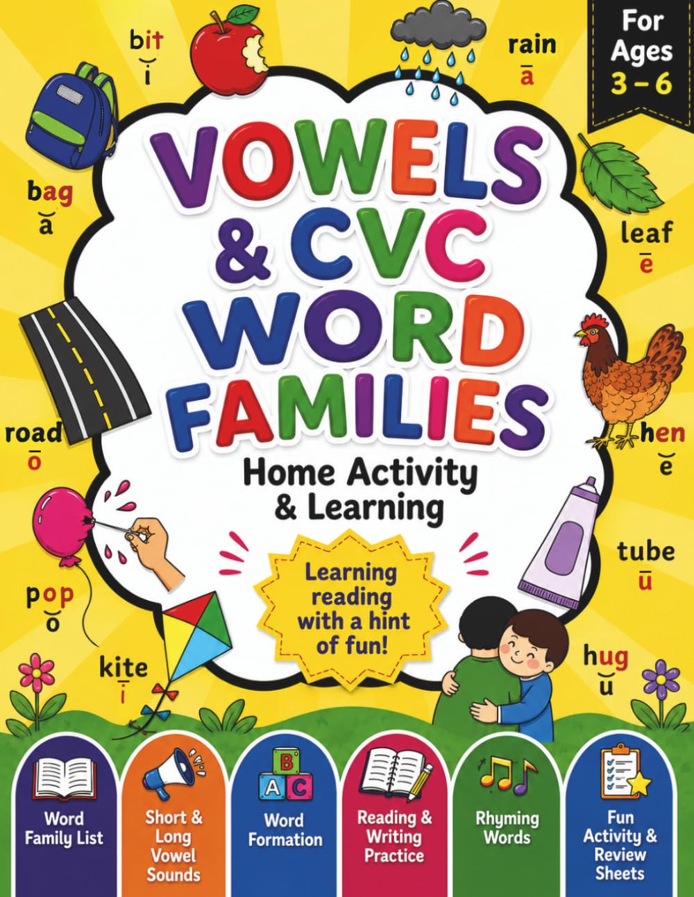 VOWELS & CVC WORD FAMILIES Home Activity & Learning Book: For Grade K–2 | 180+ Worksheets | Early Phonics |Short & Long Vowel Sound|CVC Word ... SERIES: An early learning series of books)