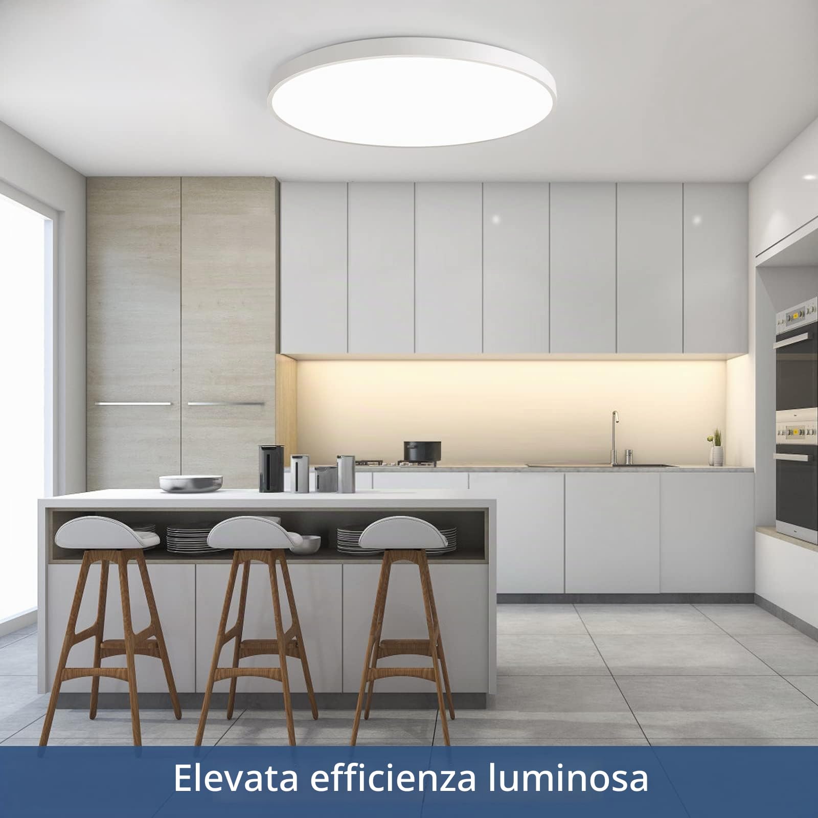 JDONG Smart 54W LED Plafoniera Dimmerabile Wifi Compatibile con Alexa e Google Home 3000-6500K Lampada piatta rotonda per Camera da letto Soggiorno Cucina Corridoio Balcone Seminterrato Ø50CM