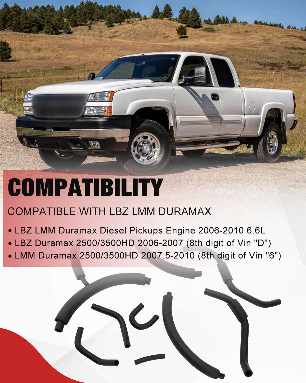 38 pcs Low Pressure Fuel Line Kit Compatible with LBZ LMM Duramax 2500 3500HD 2006-2010 with 28 Clamps Replace 12625281 12625284 97321375 12625278 12625277 94013125
