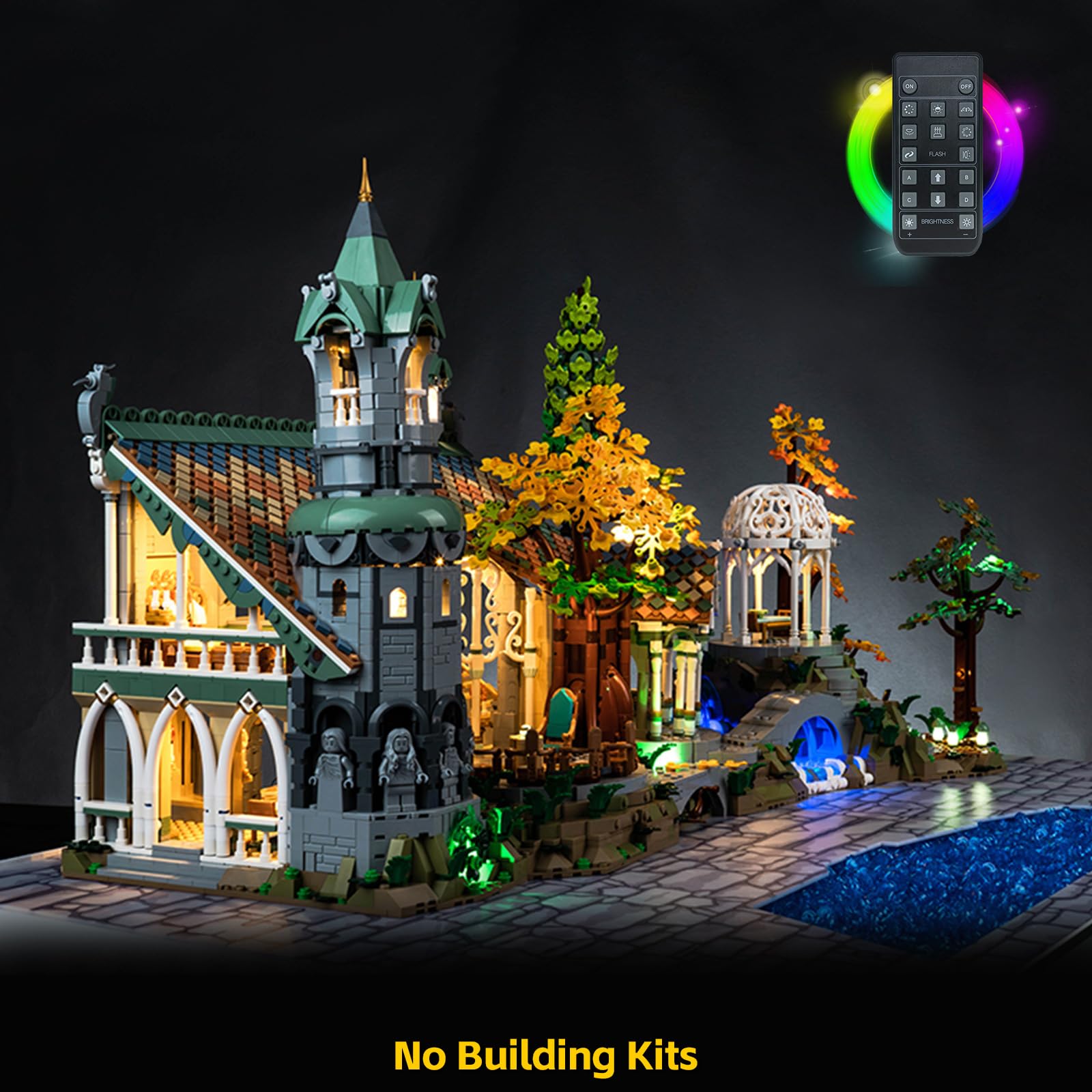 BrickBling Kit d'éclairage à distance compatible the 10316 Lord of the Rings Rivendell, kit d'éclairage LED