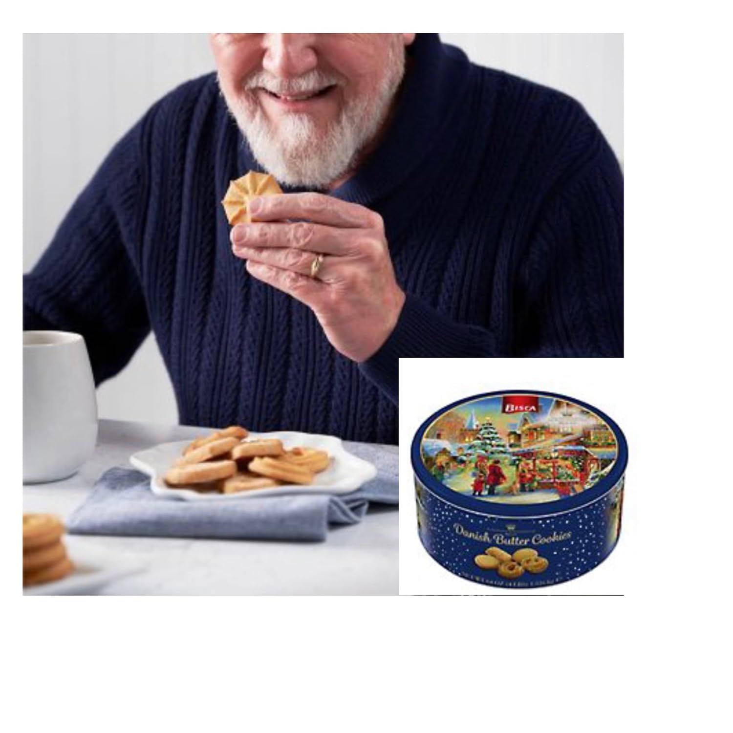 Danish Cookie (Bisca Danish Butter Cookies 4lb) . Christmas Butter Cookie. Best Holiday Present For Everyone . Come With Maryse's Place Holidays Bags