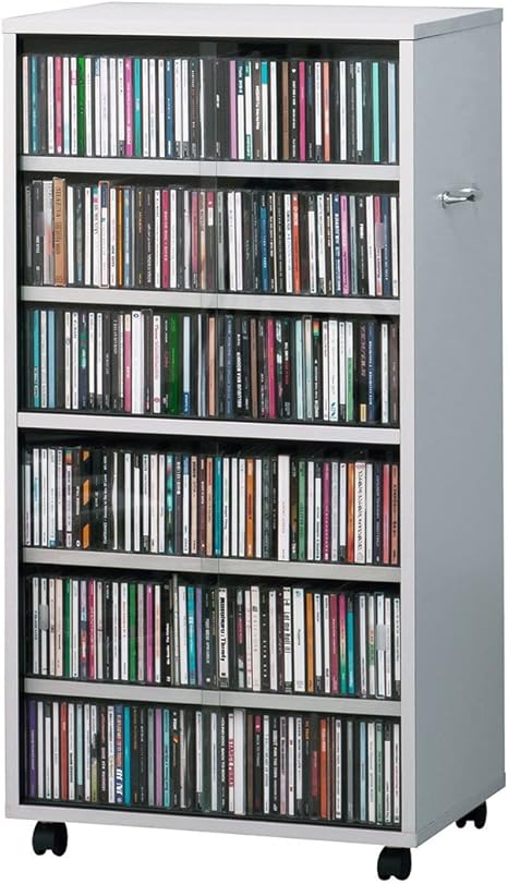 Amazon クロシオ Cdビデオ収納 ワイド型 シルバー 幅53cm キャビネット Dvdラック Cd Dvdラック オンライン通販