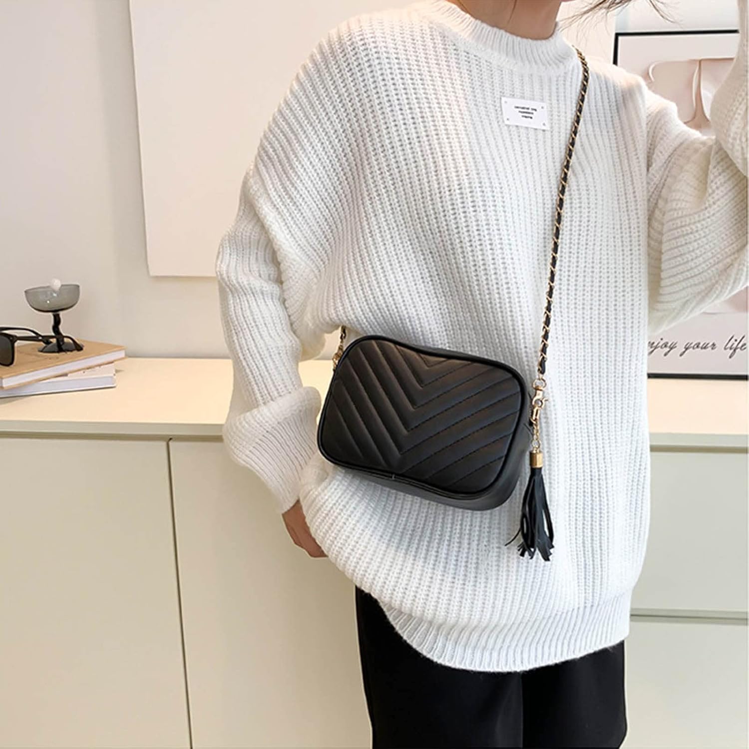 Small Crossbody Purses for Women Quilted Crossbody Shoulder Handbags Trendy Clutch Purse Camera Bag - Image 6