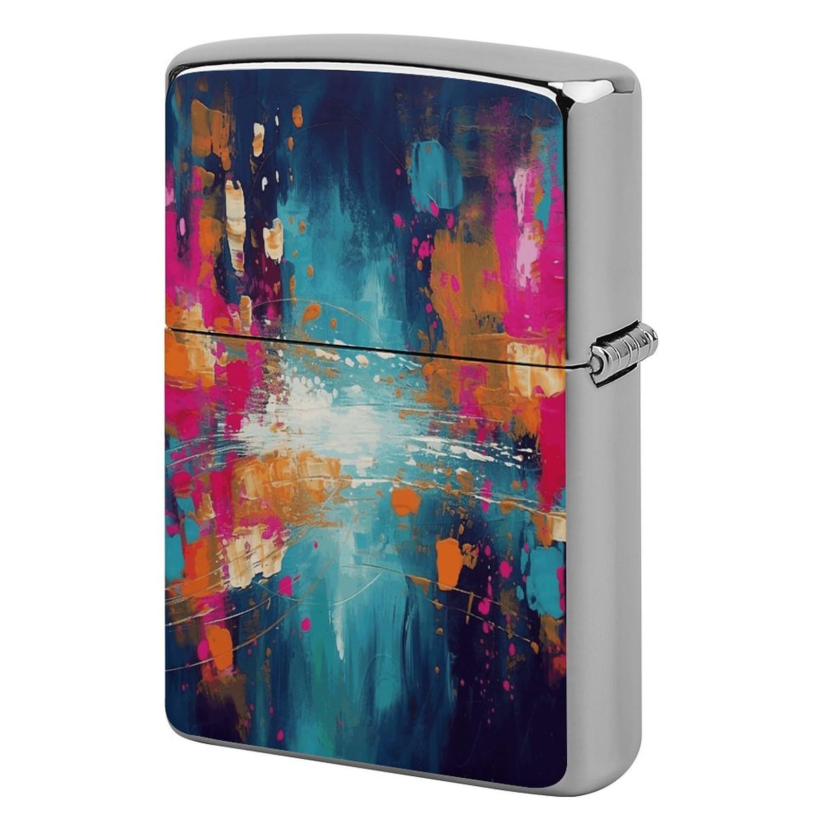 Fodpand Style Abstract Oil Painting Metal Lighter Case Cover Lighter Sleeve