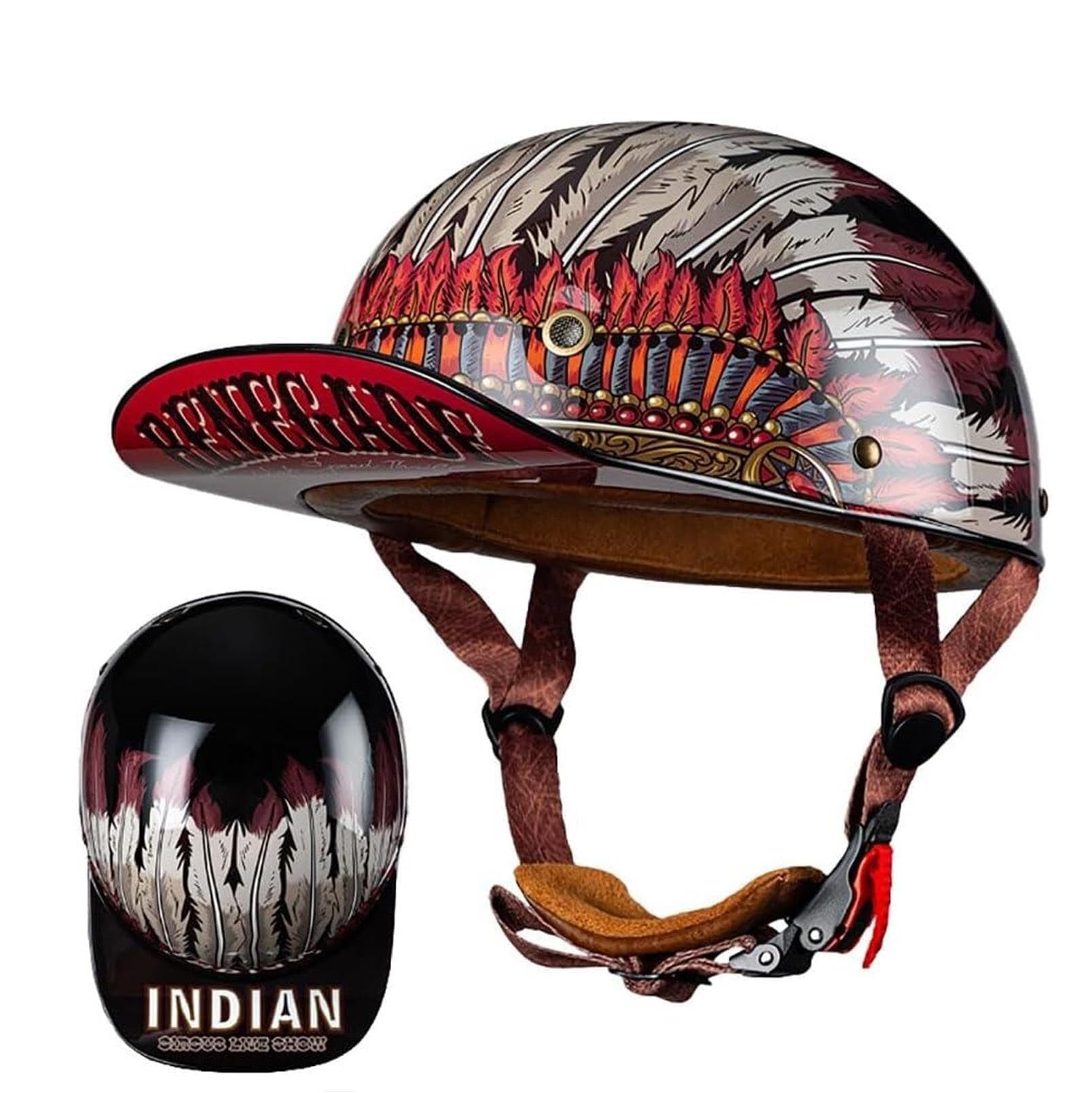 Casque moto allemand vintage rétro XL avec boucle réglable en acier