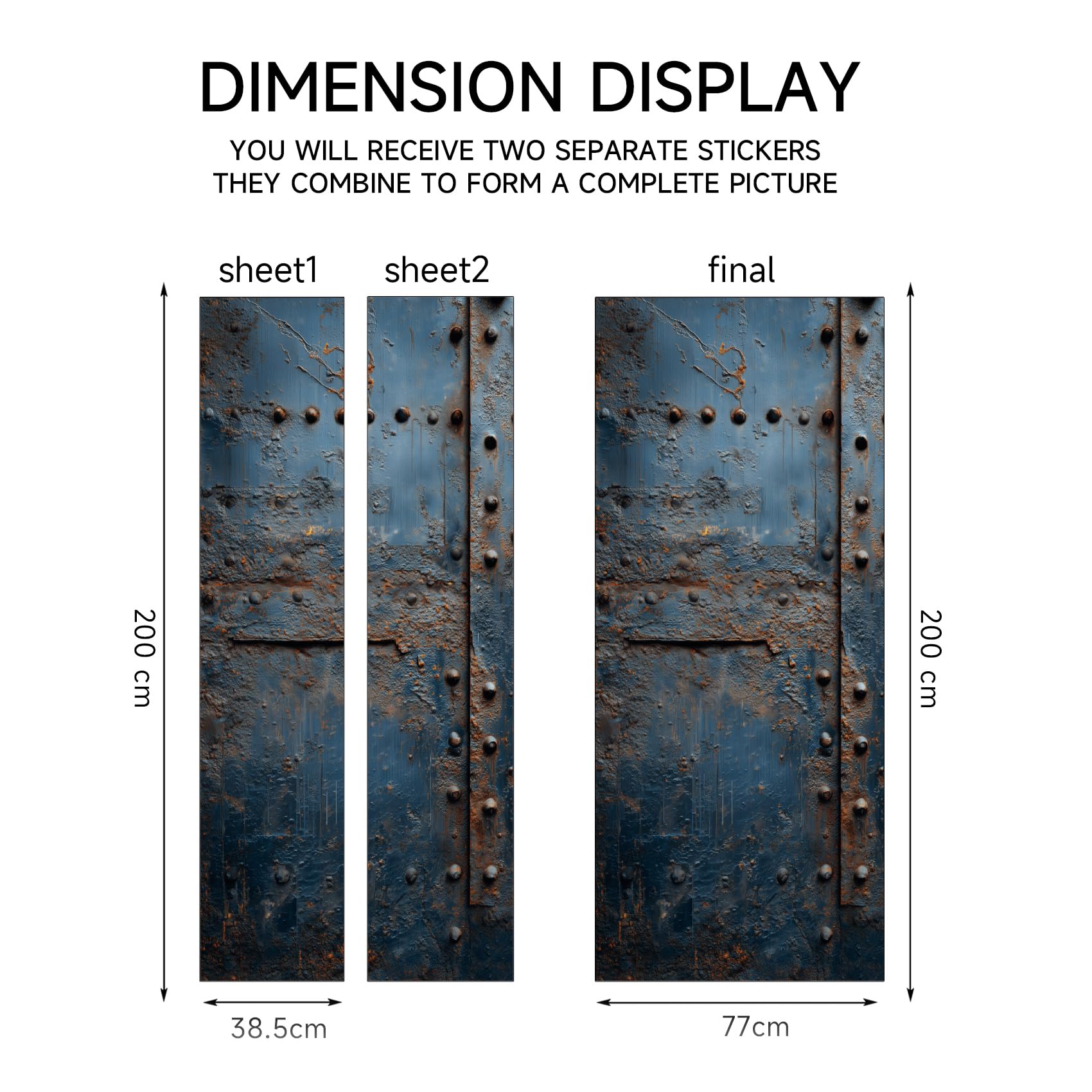 Eisen Türtapete Selbstklebend 85x200 cm Rost, Industrie Türfolie Türposter, Türaufkleber Für Badezimmer Abnehmbar Wasserdicht
