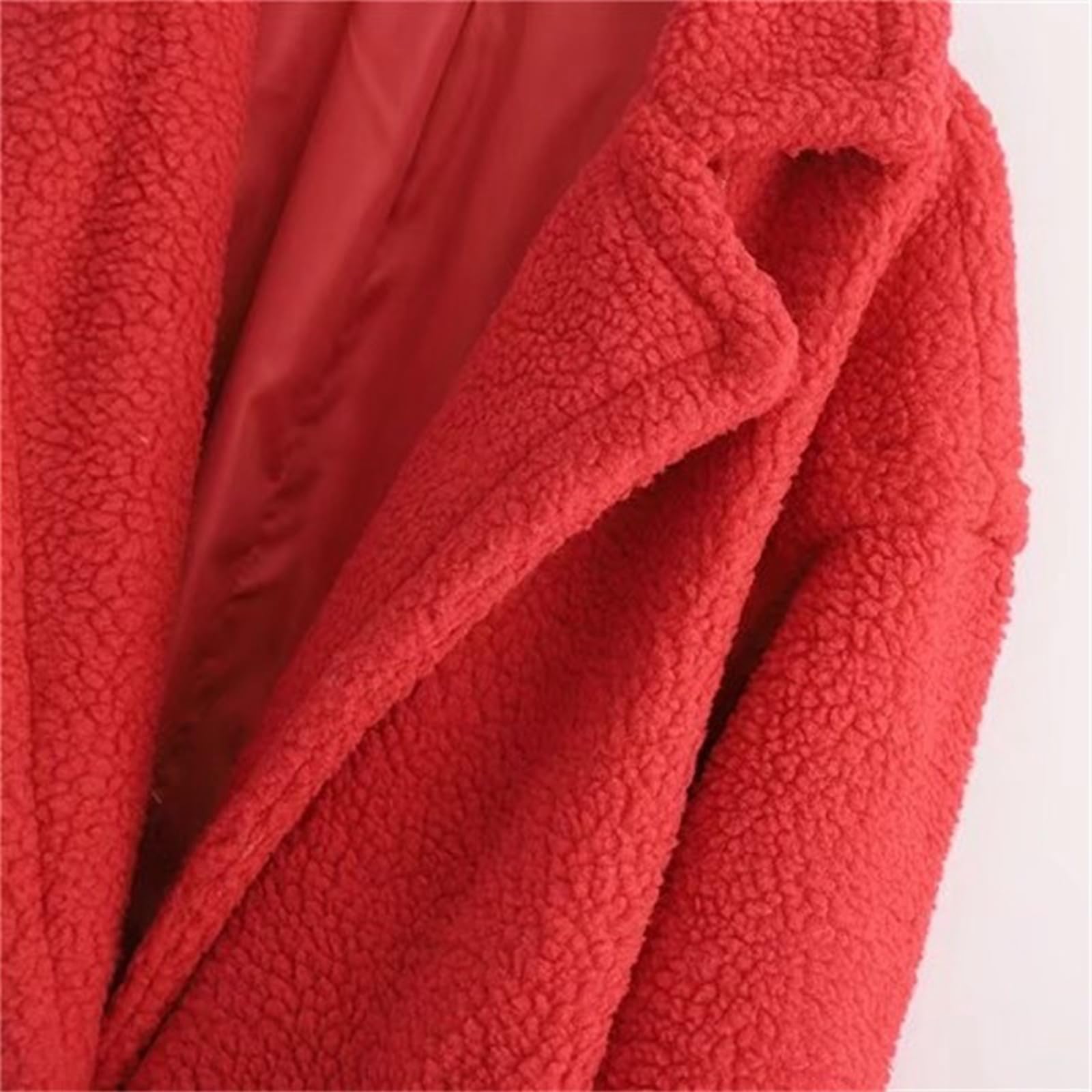 Damen Teddy - Teddyfleece Mantel Jacke Teddymantel Plüschmantel Teddyjacke Warme Strickjacke Trenchcoat Damen Lang Flauschig Oversized Cardigan
