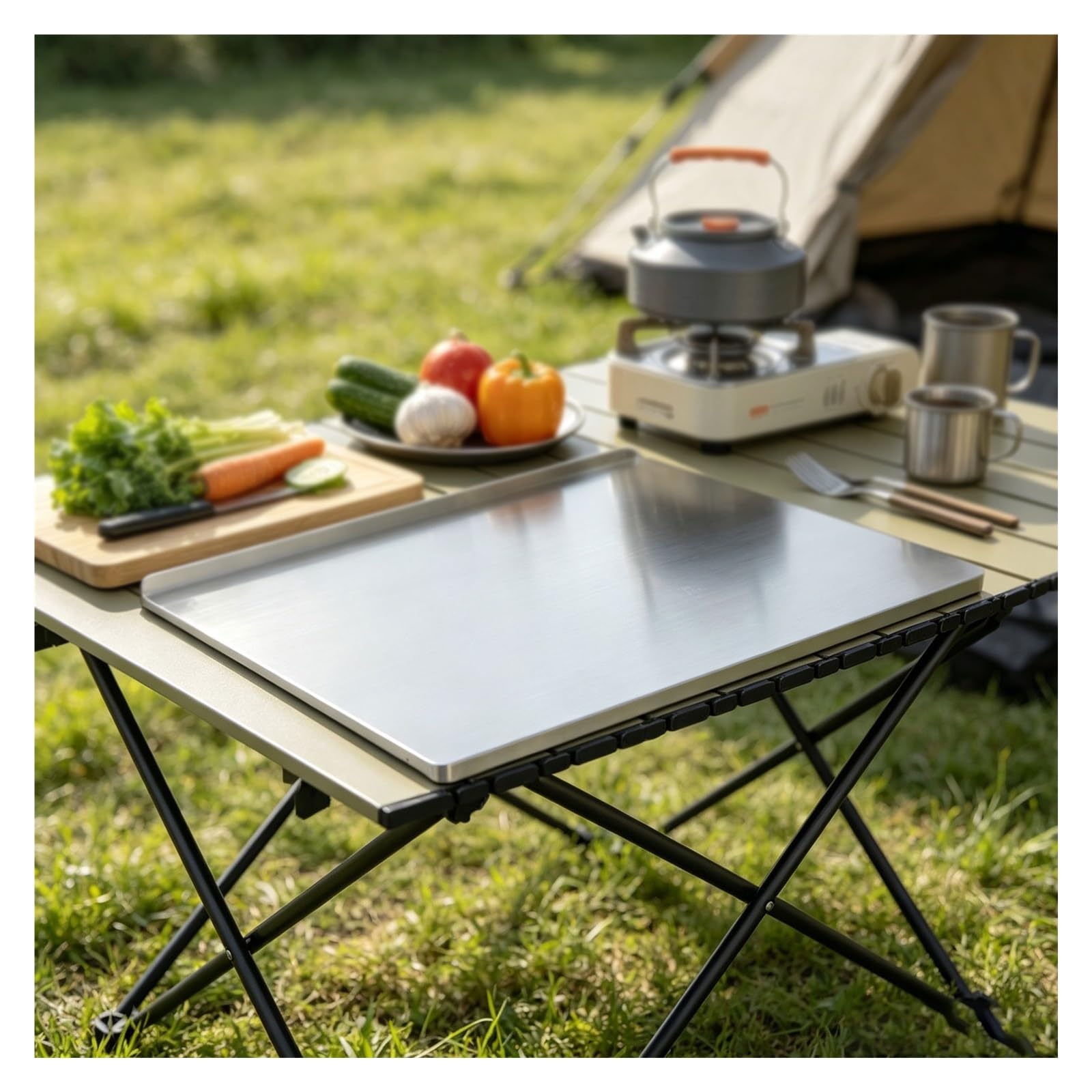 Tabla de acero inoxidable de cocina de 40x50cm: tabla cocina antideslizante y fácil de limpiar