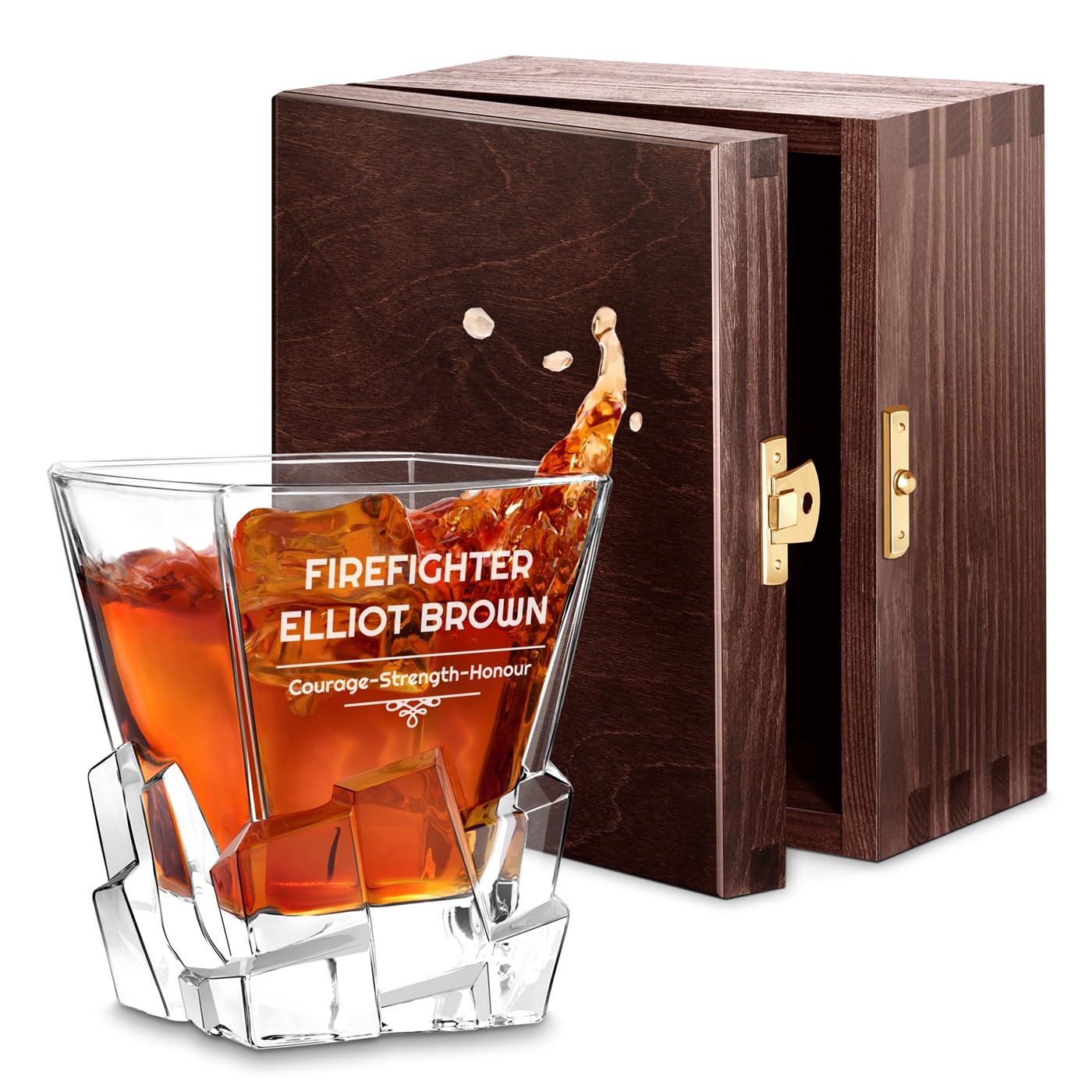 Maverton Personalised Whiskey Glass for man, Elegant barware, Firefighter