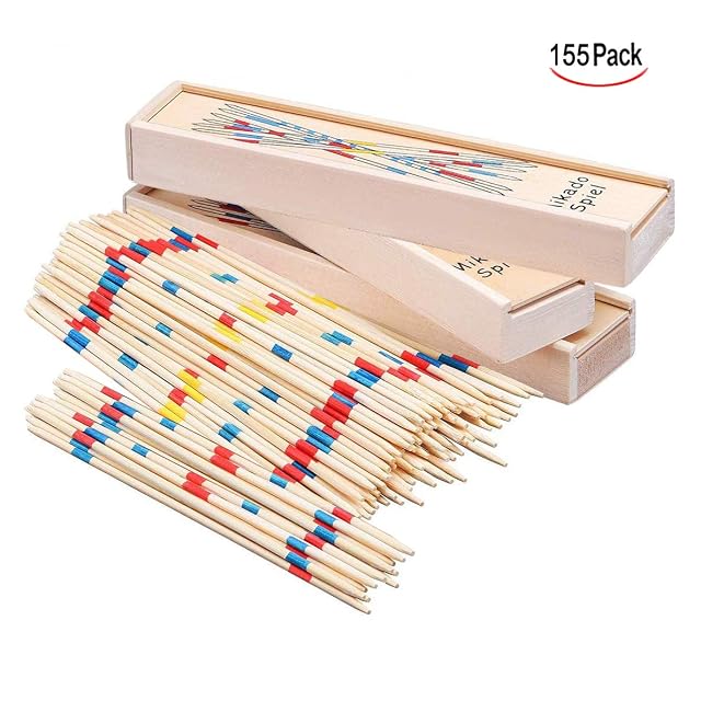 Foto 2 de 7 de Xrten 155 Pcs Juegos de Mikado, Juego de Mesa con Caja de Madera, El bebé Educativo de Madera recogen Palos