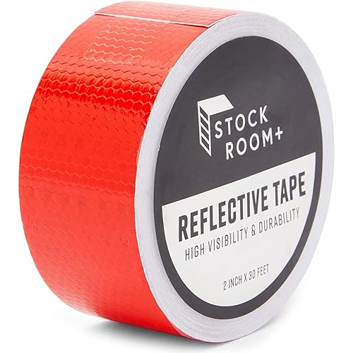 Vista 21 de Stockroom Plus Cinta reflectante amarilla, rollo de 2 pulgadas x 30 pies, cinta amarilla para escaleras, remolques y bicicletas, seguridad Amarillo