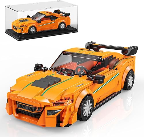 Miniatura 10 de TGL Juego de bloques de construcción de autos súper deportivos con vitrina, juguetes de construcción de autos de carreras de velocidad para niños y