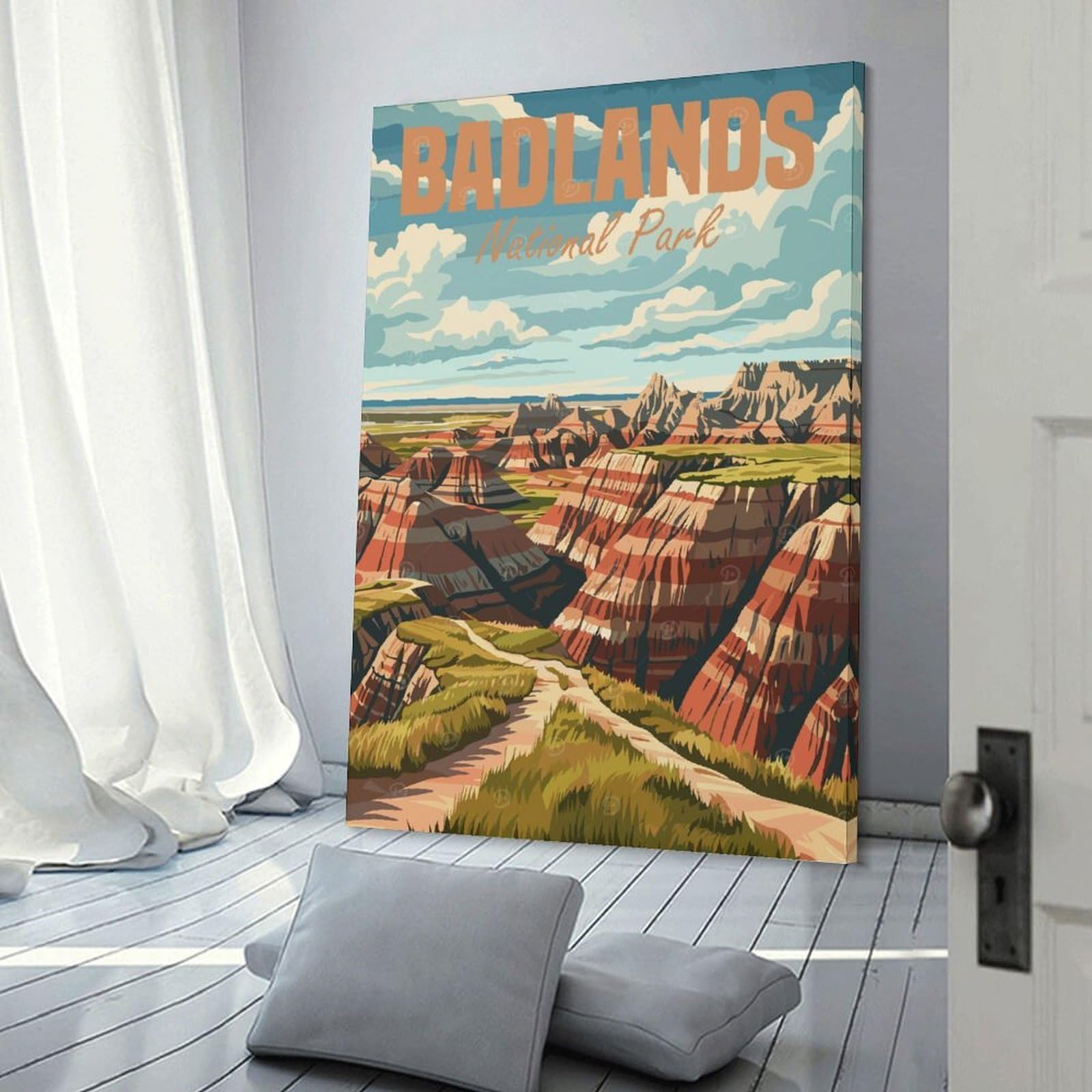 Junmoney Badlands National Park(2) Canvas Wall Decor 20x30inch(50x75cm), for Calm Bedrooms, Home Corners Or Flats, A Warm Accent for Relaxed Interiors
