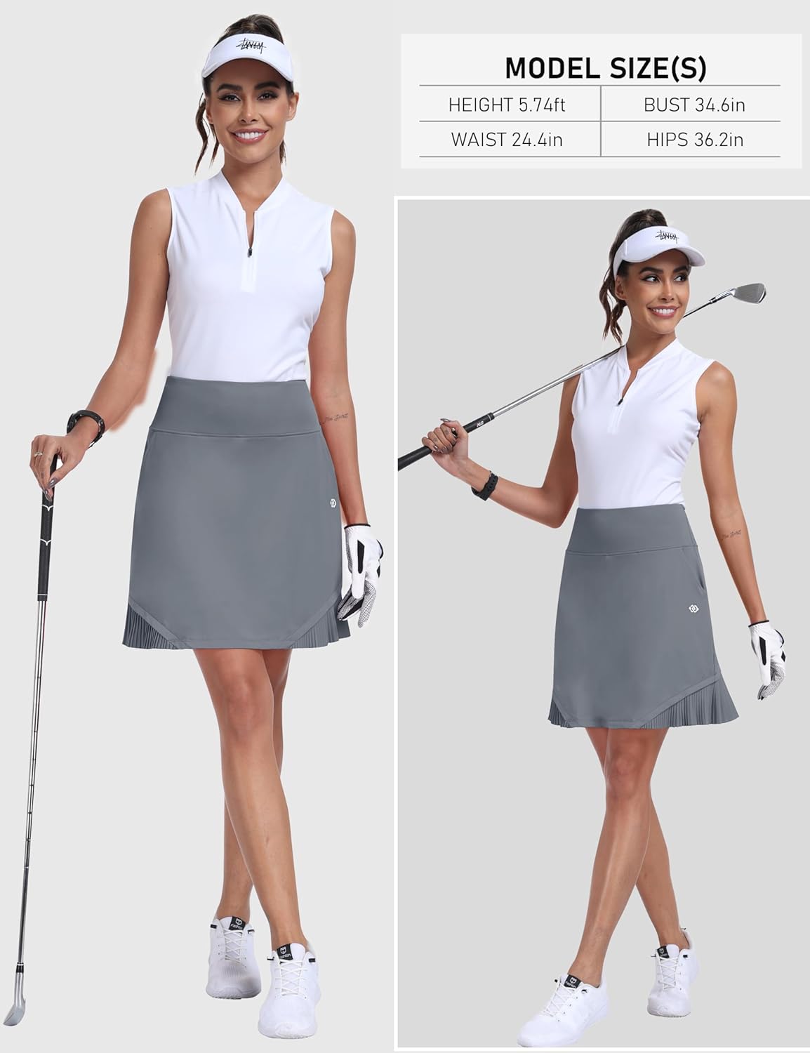 MoFiz 20" Knee Length Skorts Skirt for Women Golf Tennis Skort High Waisted Athletic Skirt for Sports Summer Casual - Image 6