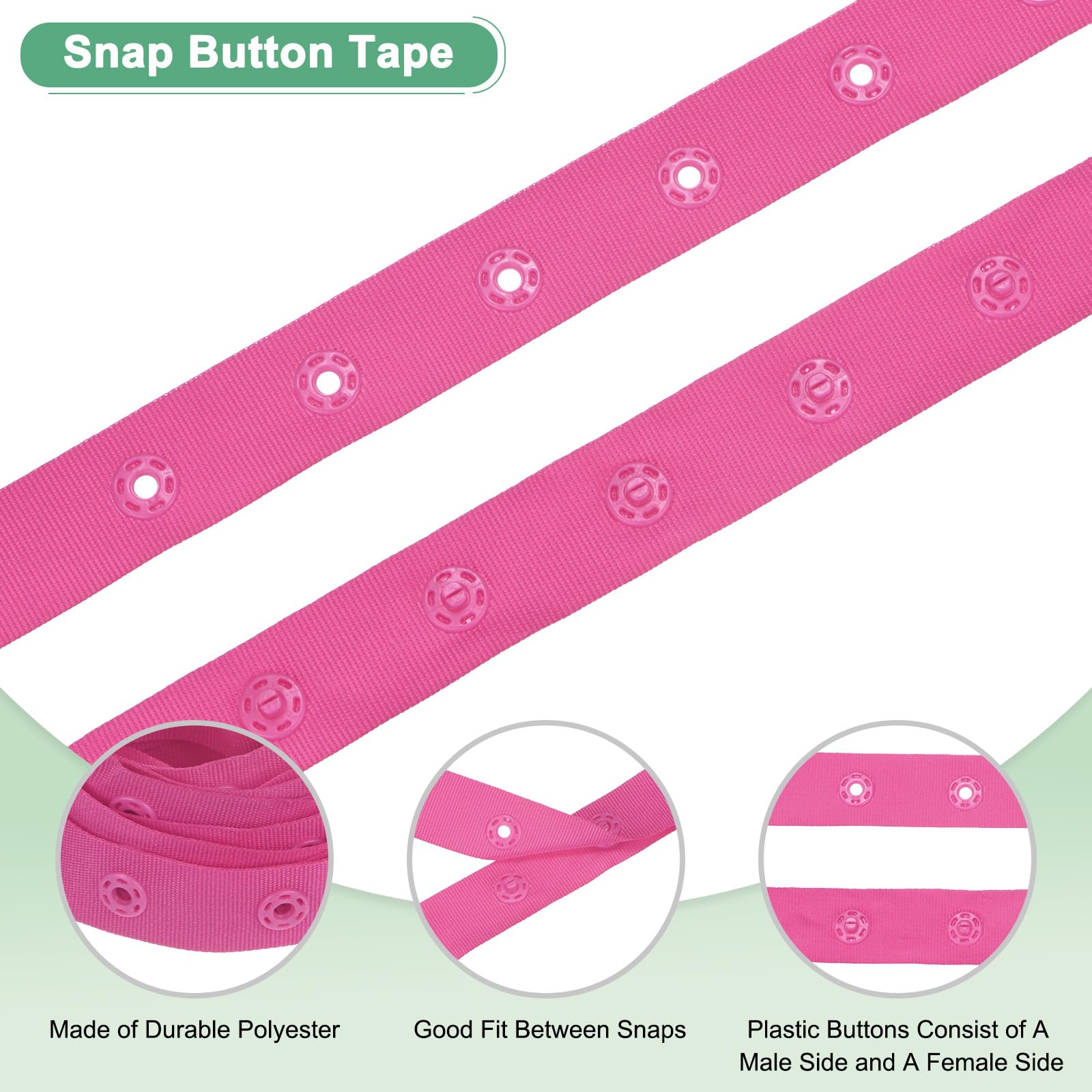M METERXITY Plastic Snap Buttons, 2 Yards Plastic Snaps - Image 2