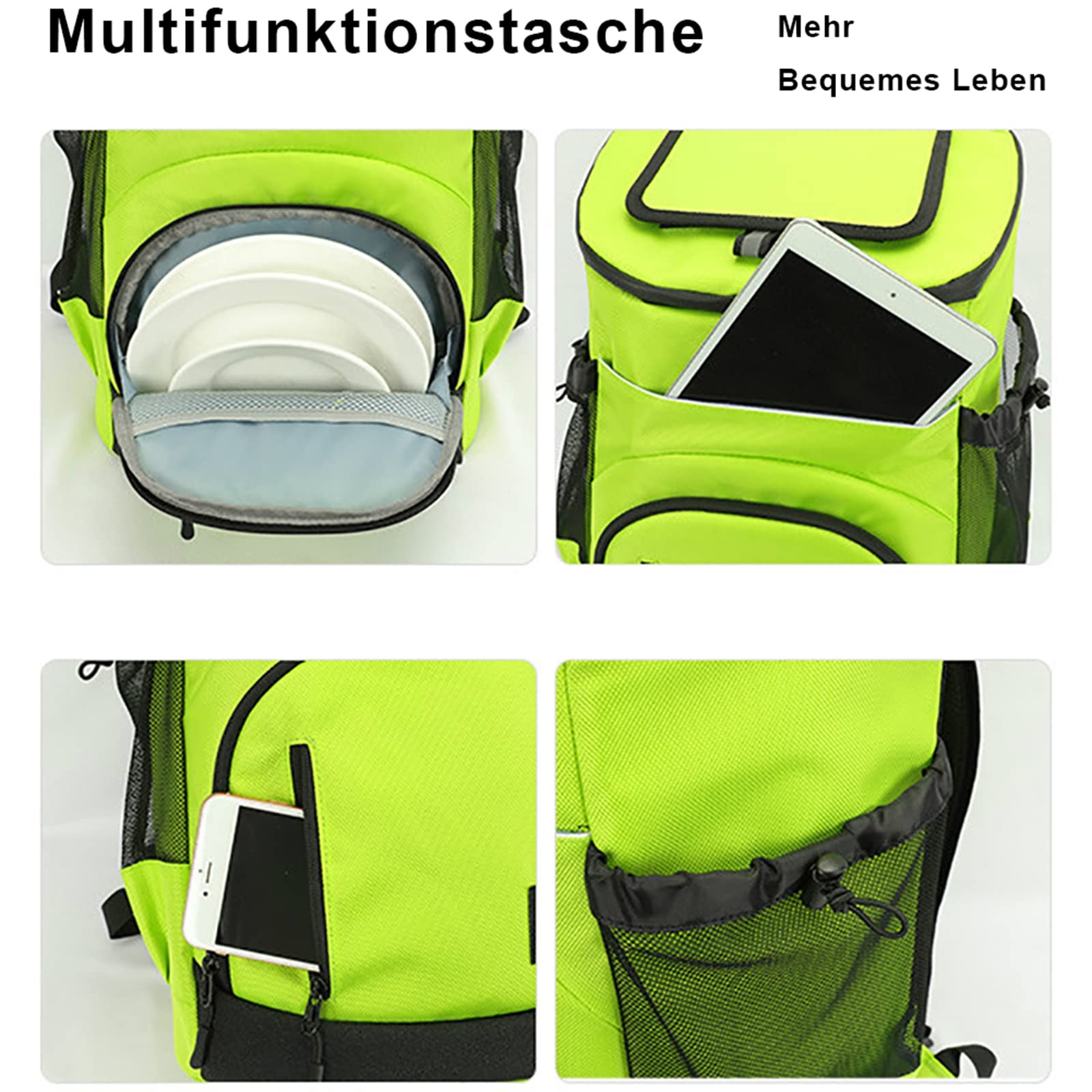 33L Kühltasche Gross, Wasserdichten Isolierter Rucksäcke Cooler Bag, Kaltes Bier Picknick Rucksack Mit Kühlfach, Picknickkorb 2-4 Personen, Mobiler Kühlschrank Fürs Auto (Blau)