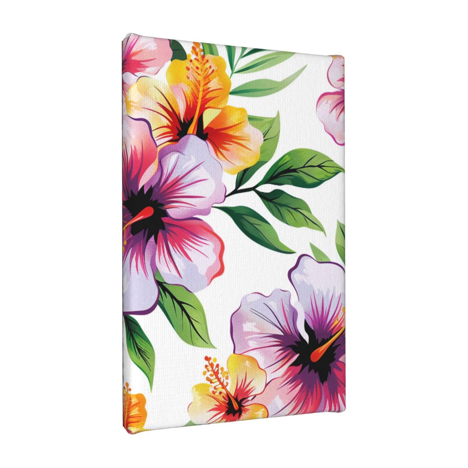 YKLJG Hawaiian flower print 1 Printed Wall Art Canvas Painting 20x30 CM Wooden Framed Picture Painting Artwork Prints for Bedroom Kitchen Home Office Decor