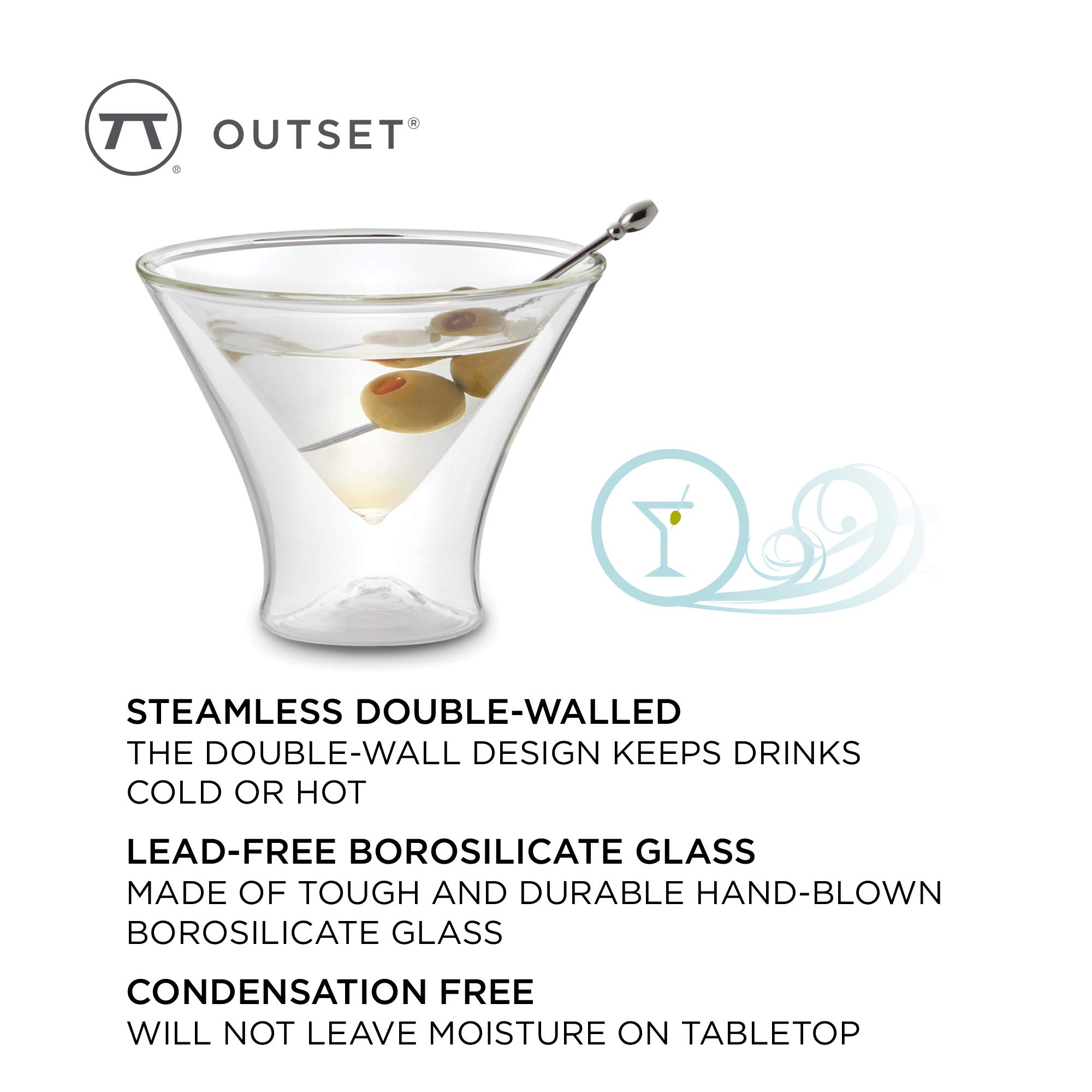 OUTSET Gafas Vasos de Doble Pared, Vidrio, Cristal