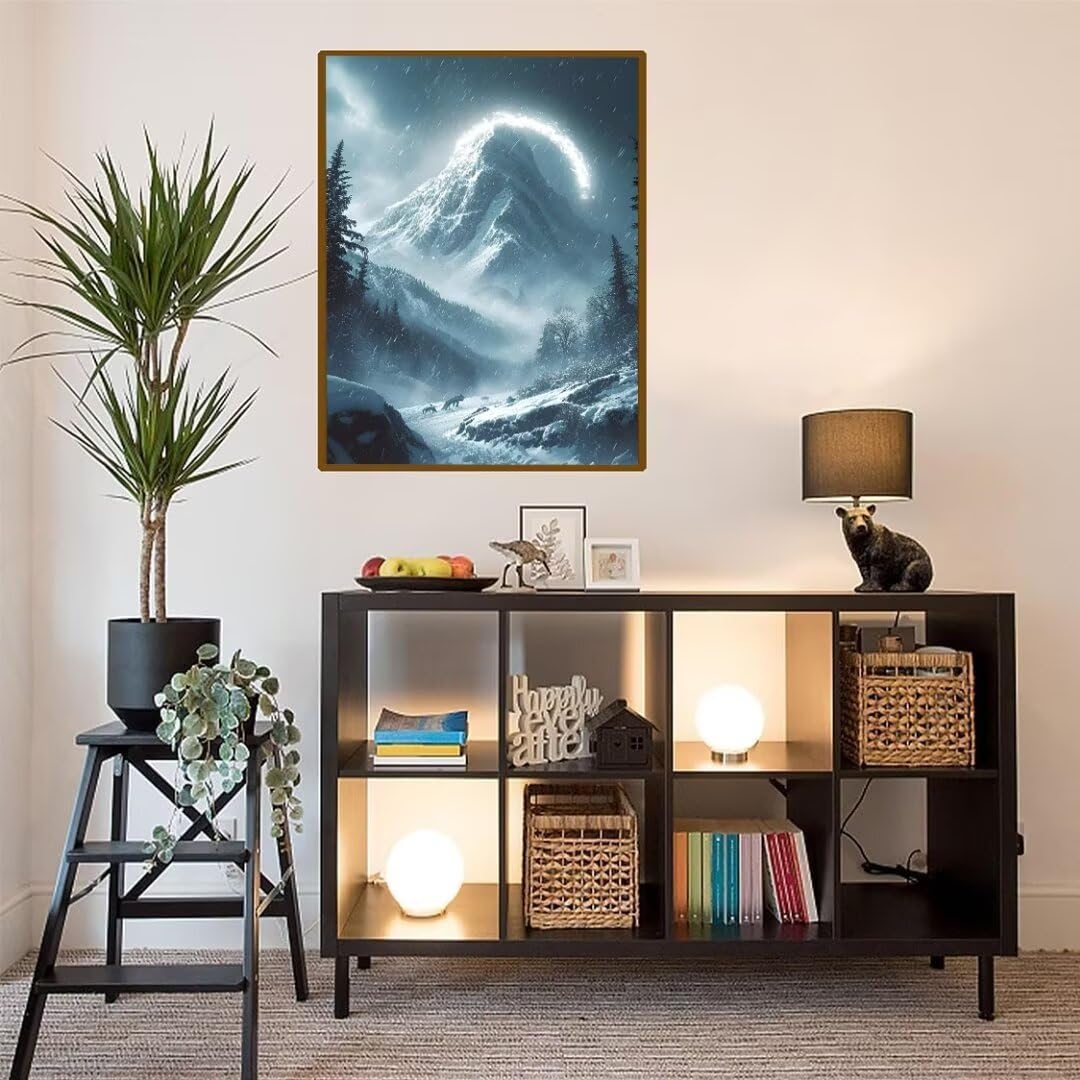 Diamond Painting Bosque de montaña nevado Pintura Diamante Adultos, Diamond Painting Niños, DIY Cuadros de Diamantes Kit Adultos, para Navidad Decoración de La Pared Del Hogar Regalos 70x100cm t-5003
