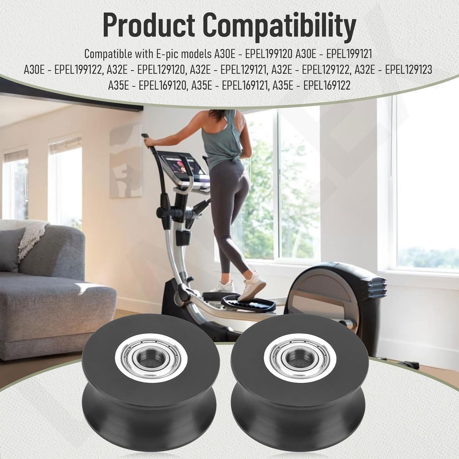 2 Pcs 340773 Elliptical Roller Wheel Replacement for Epic, Pro-Form, Health-Rider, Tread-Life, Nordic-Track Elliptical, It can Reduce Abnormal Noise and Enhance Stability