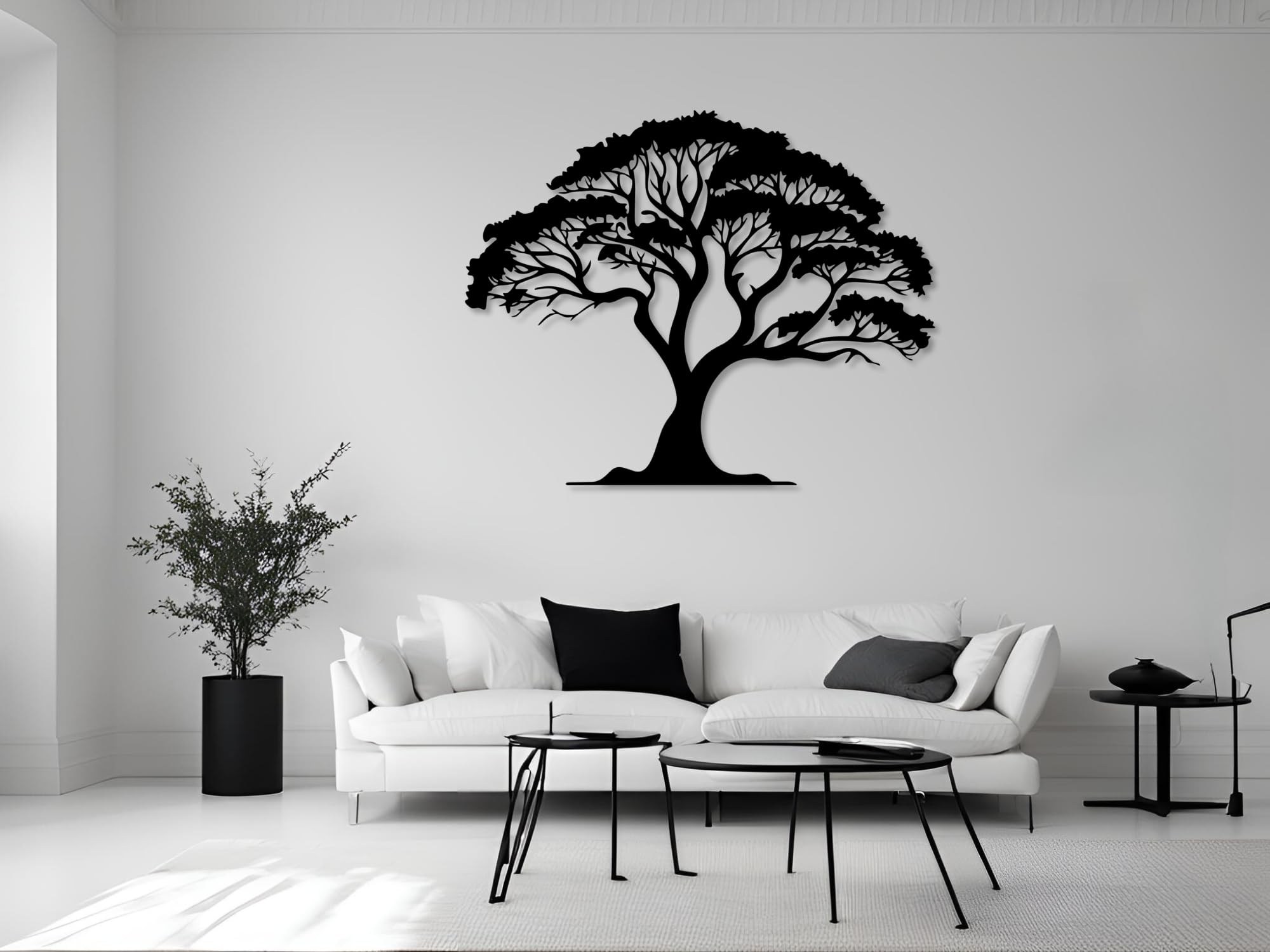 VAILLA Árbol de la Vida Decoración de Pared Mural de Madera Decoración de Pared en Negro Dorado Decoración de Pared Hogar Arte de Pared 3D Decoración Moderna Cuadros para Hogar (Árbol 9)