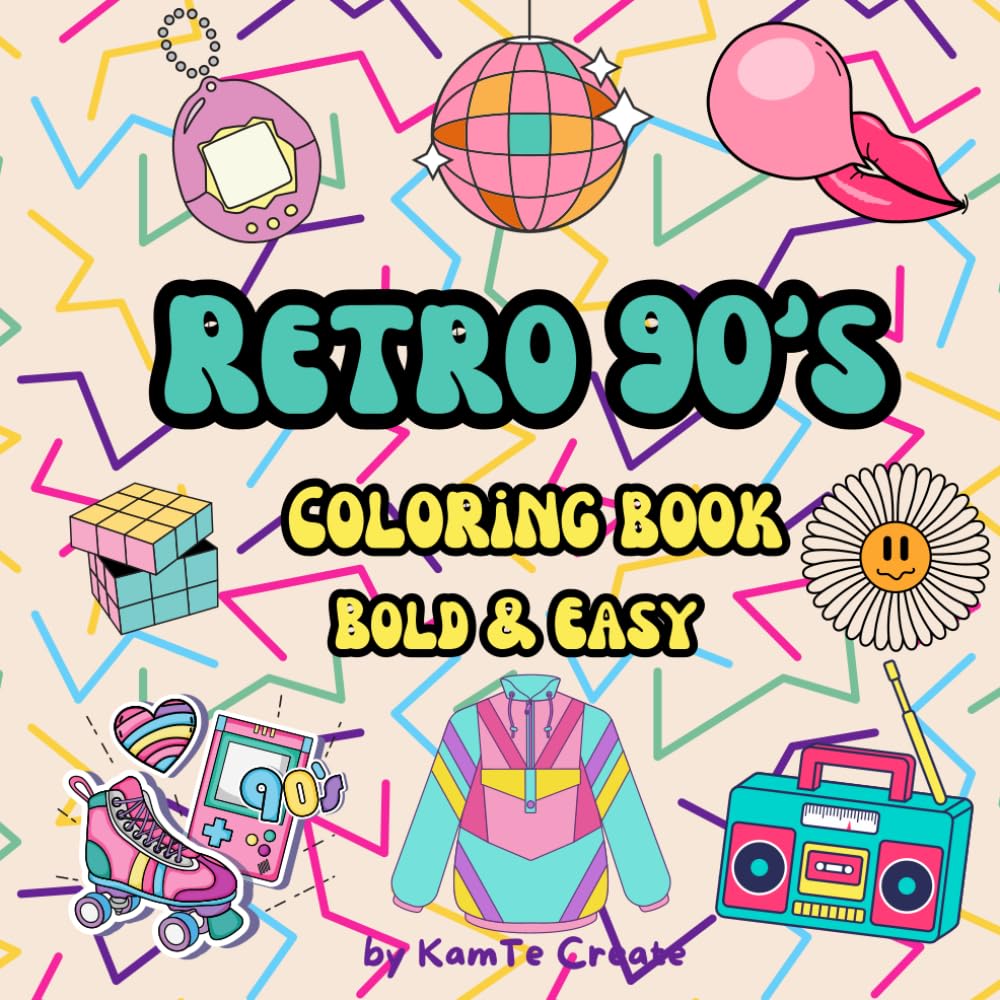 Retro 90's: Bold and Easy Coloring Book (BOLD & EASY Coloring Books)