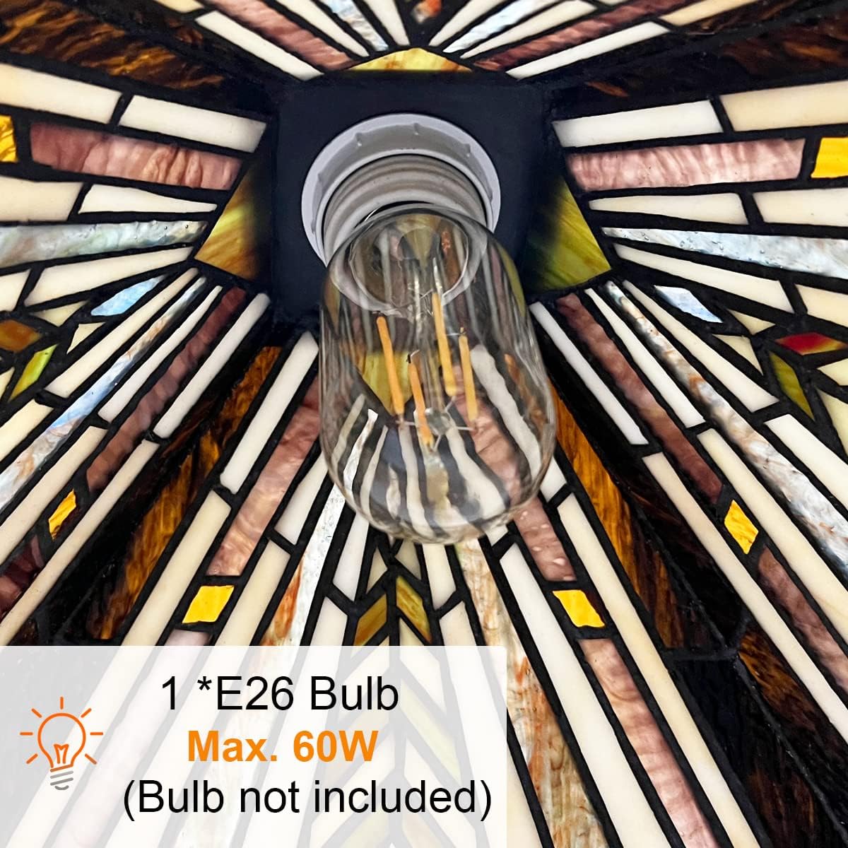 Tiffany Pendant Light Fixtures Hanging Lamp 1 Light Mission Style Antique 12 inch Medium Stained Glass Pendant Lighting for Kitchen Island Dining Room Study