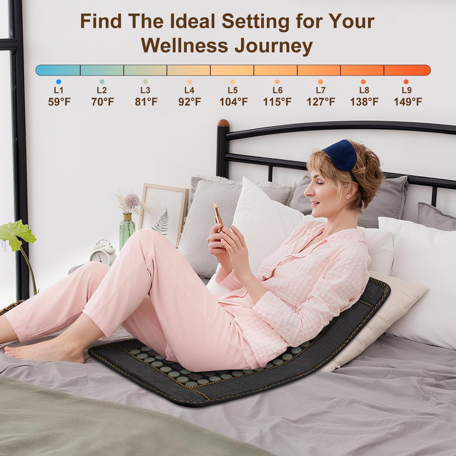 Infrared Heating Pad for Back, Large 76 Jade and 52 Tourmaline Heating Pad for Neck Shoulders Back and Abdomen with Auto Shut Off, Size: 32" x 20''